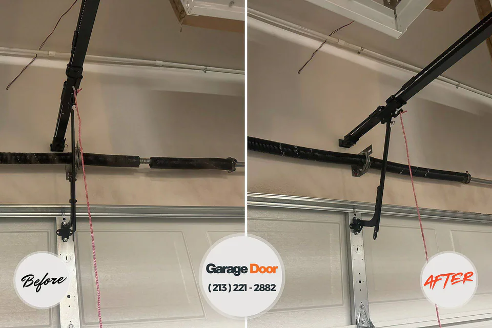 Before and after: garage door repair Matthews, NC